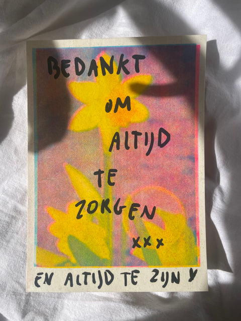 narcis met handgeschreven tekst en vernis