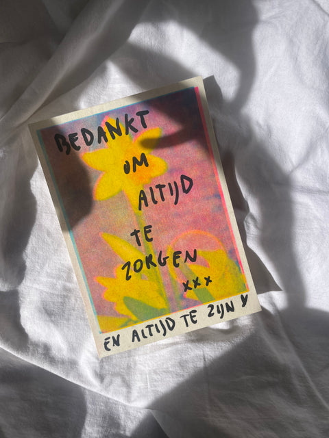 narcis met handgeschreven tekst en vernis