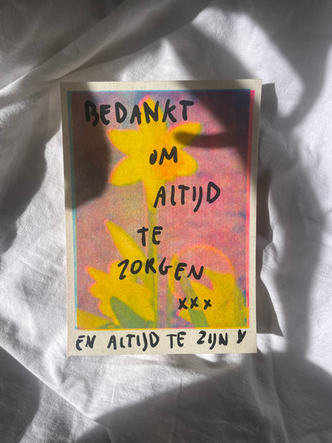 narcis met handgeschreven tekst en vernis